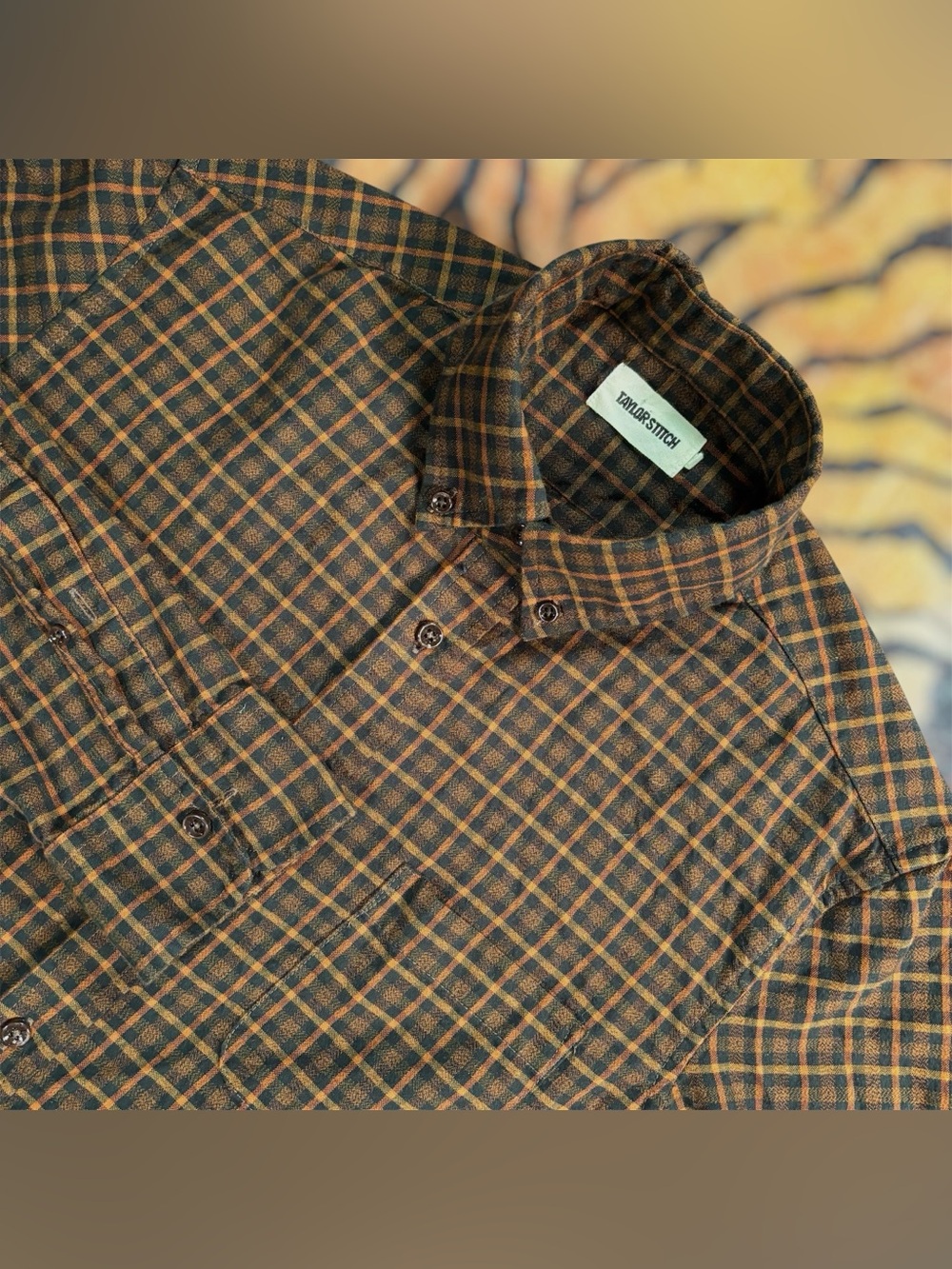 Taylor Stitch Jack Shirt Academy Plaid Brown Button  Down Long Sleeve 38 Small